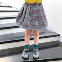 Bayberry childrens clothing 2021 autumn new girl waist skirt college style child short skirt female baby quilt skirt
