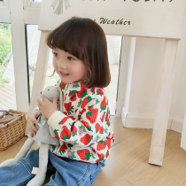 Meijia childrens clothing 2021 autumn new girls casual jacket Yang Korean version of strawberry foreign style fashionable top