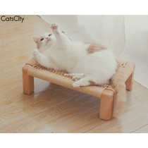Handmade rope nest CatsCity original design paper rope solid wood cat bed stool resistant to catch cat scratch