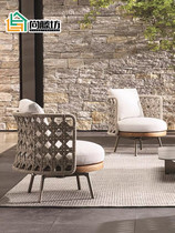 Nordic Solid Wood Casual Rattan sofa Outdoor Villa Courtyard Garden Furniture Balcony Waterproof sunscreen Composition