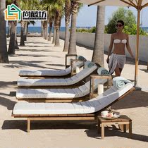 Outdoor grapewood Lying Bed Villa Garden Patio Open Siesta Balcony Sleeping chair swimming pool solid wood Lying Bed Beach Chair