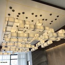 Modern Chinese fabric chandelier custom Hotel lobby Reception hall Engineering sales department sand table lambskin lamps