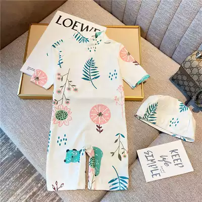 ins new summer fresh printing one-piece sunscreen quick-drying swimsuit baby boys and girls vacation surfing swimwear