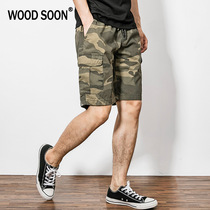 WOODSOON shorts men summer thin camouflage five-point pants mens trend casual pants Hong Kong style middle pants loose beach pants