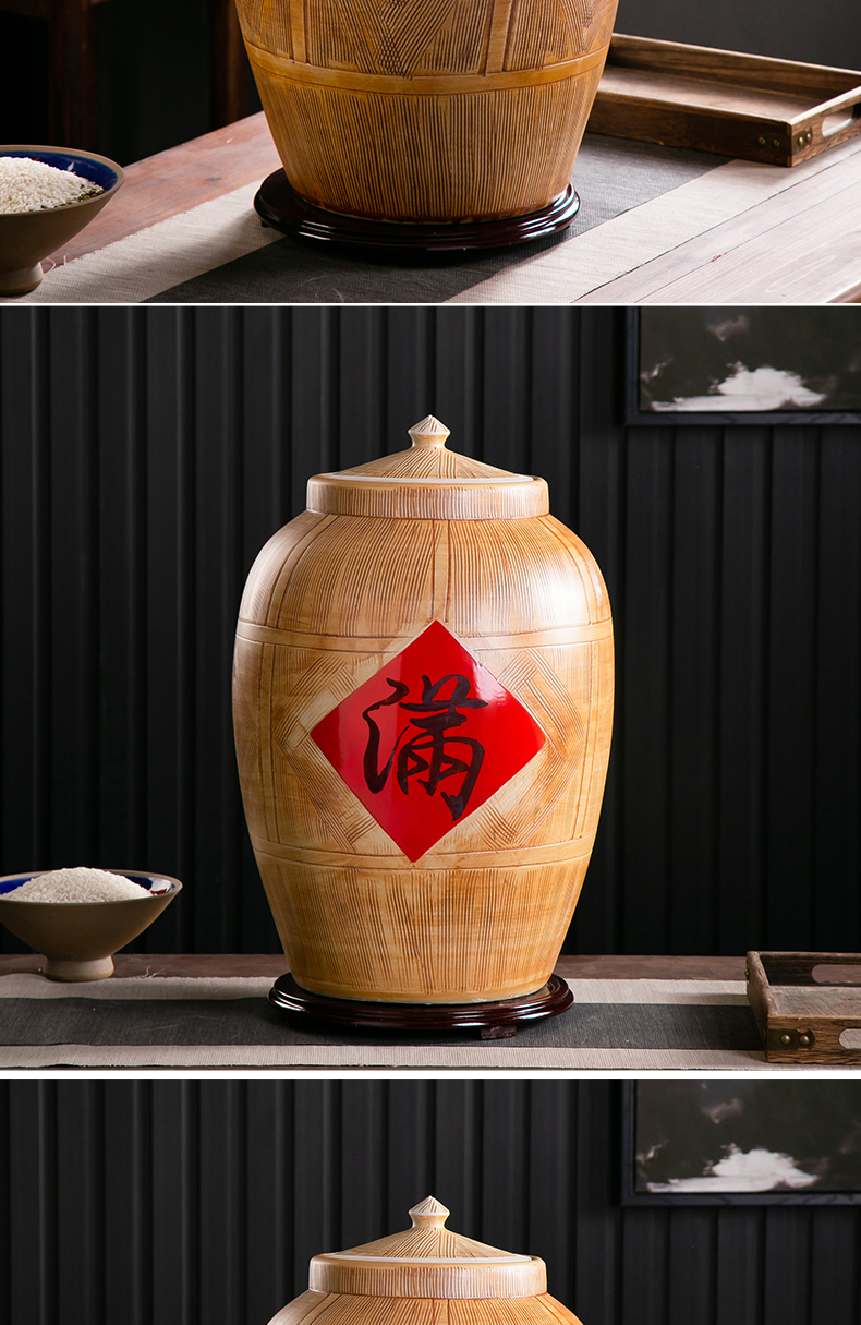 景德镇陶瓷米缸储米箱防潮家用油缸米桶20斤30斤50斤密封带盖水缸