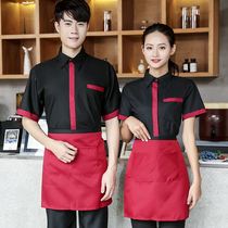 Hotel waiter overalls short-sleeved set catering Western restaurant fast food restaurant milk tea hot pot restaurant overalls summer wear