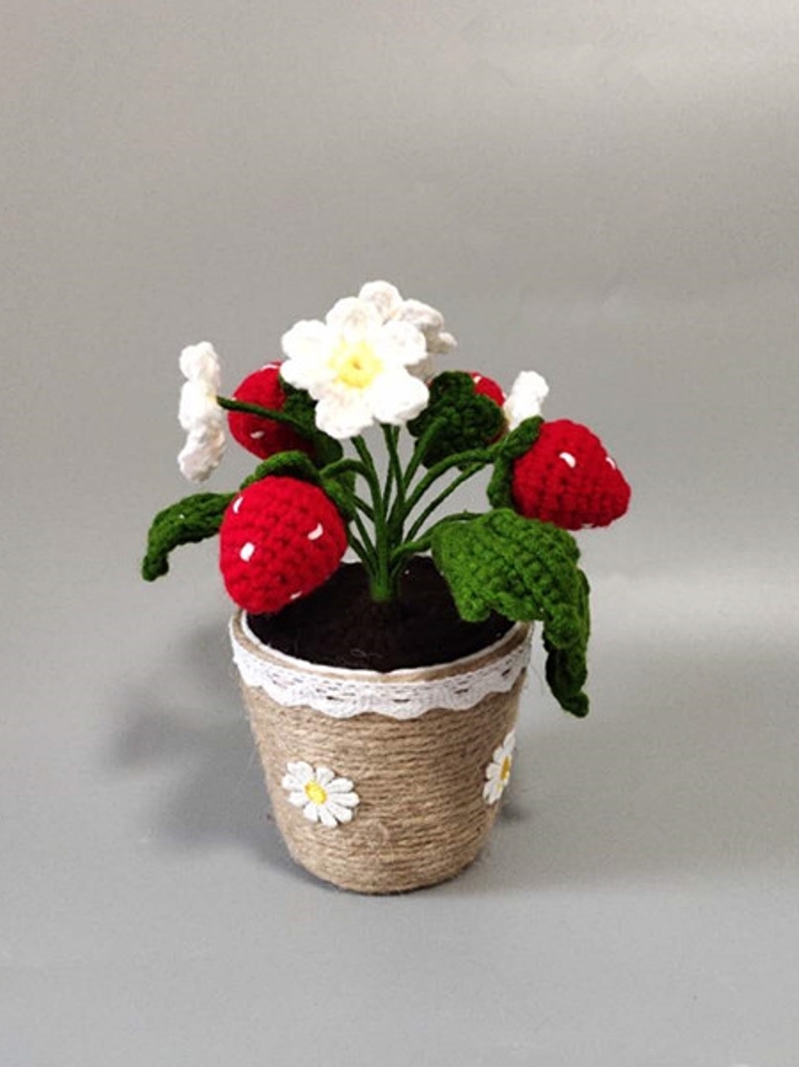 海峡纯手工钩针毛线花盆栽向日葵太阳花-创享师