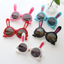 Children's sunglasses Boys cartoon rabbit ears silicone children's sunglasses anti-ultraviolet girls' polar glasses baby