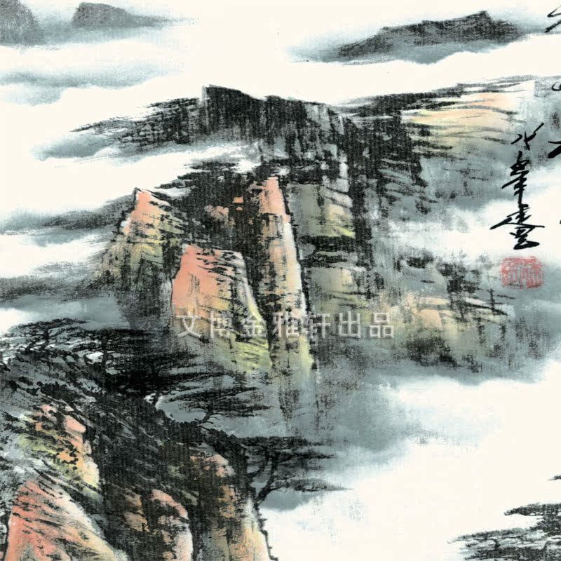 三峡雄姿丝绸画秋峡松风山水画国画客厅装饰画卷轴挂画已装裱批发