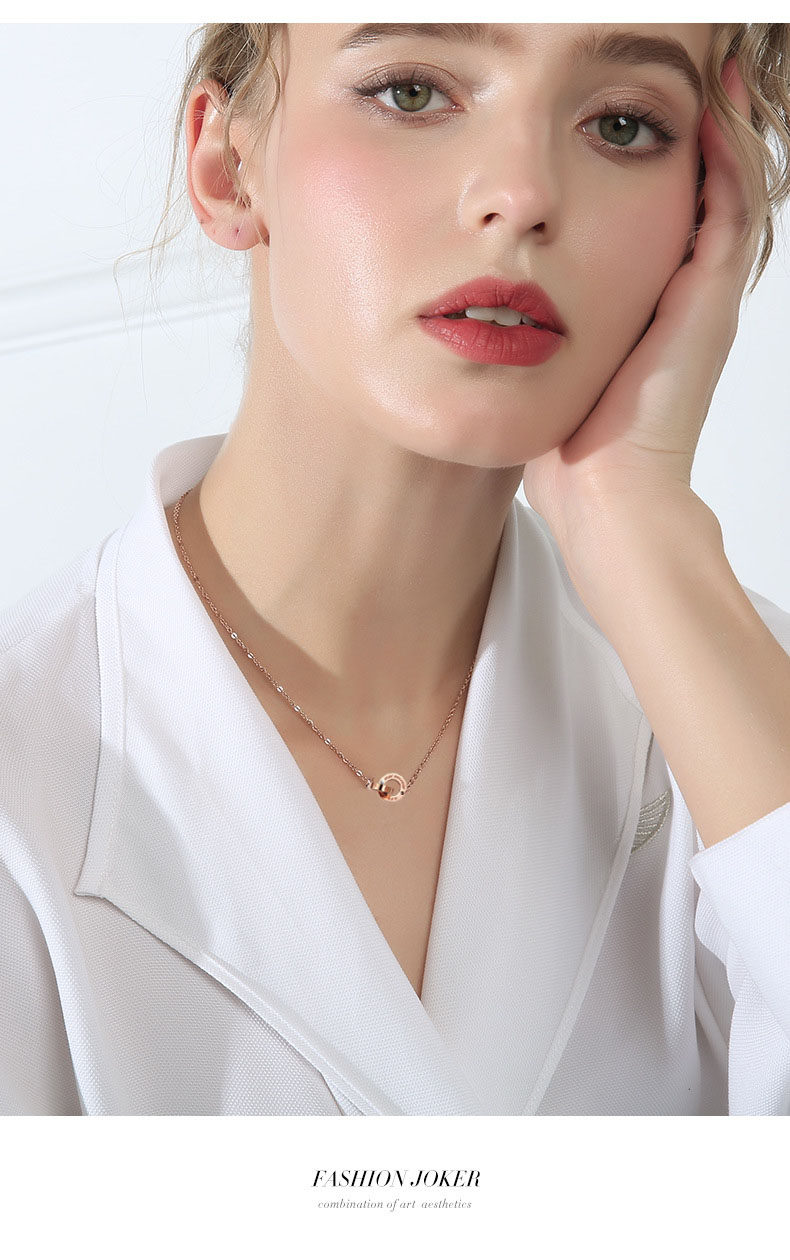 天然真钻项链双环玫瑰金 拉薇nr.lavie 附钻石鉴定证书 - 项链_便宜推