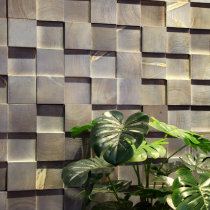 Solid wood mosaic wood cement ash 3D stereo TV background wall living room bedroom bar restaurant