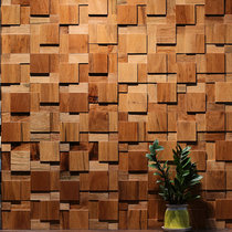 Solid wood mosaic living room TV background wall audio and studio diffusion board decorated log bar masonry design materials