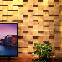 Solid wood mosaic TV background wall log wheel wood - grain 3D stereo living room restaurant masonry bar decoration brick