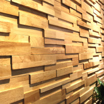 Rubber wood log solid wood mosaic TV background wall modern minimal living room bedroom masonry decoration board