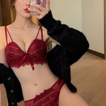 This Life Year Sexy Underwear Lady Small Breasts Gather Red Wedding Bride Bra Upper no steel ring bra suit