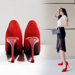 High-heel Waterproof Table Water Drill Tip Fine-heeled Suede Shoes