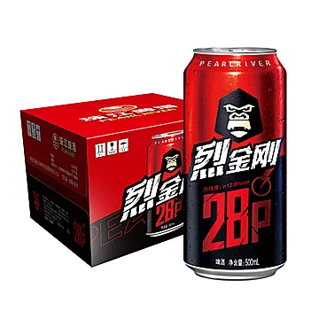 28°P珠江烈金刚啤酒500mL*12罐[10元优惠券]-寻折猪