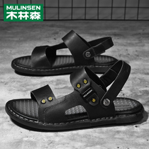 Sandals mens shoes Slippers Dual-use Non-slip Soft Bottom Driving Genuine Leather Summer 2022 New Outwear Light Beach Shoe Men