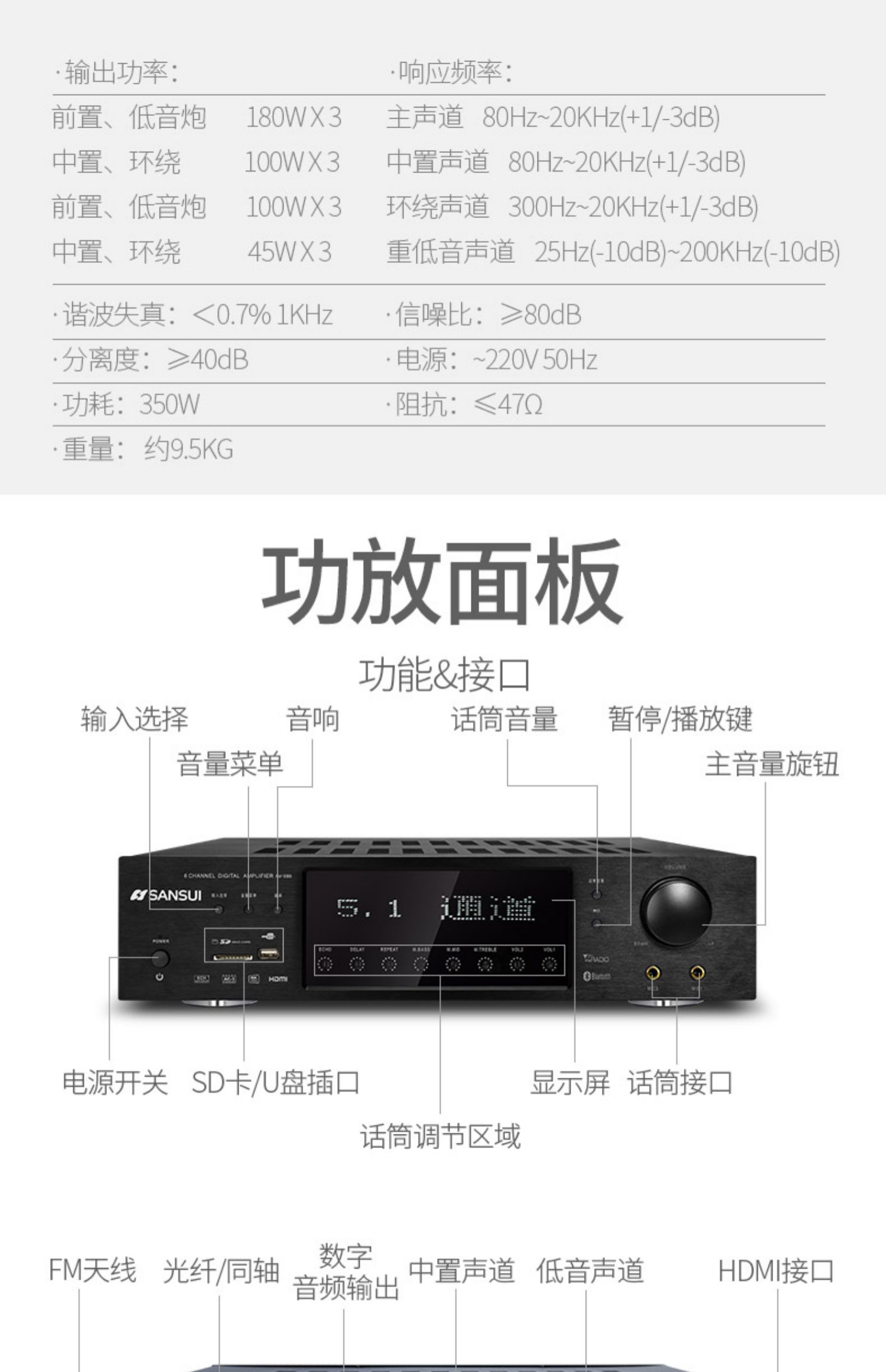 sansui/山水 f1 5.1家庭影院音响套装家用客厅蓝牙电视音箱