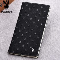 Playboy wallet mens long denim wallet leather youth trendy Korean brand personality canvas ticket holder