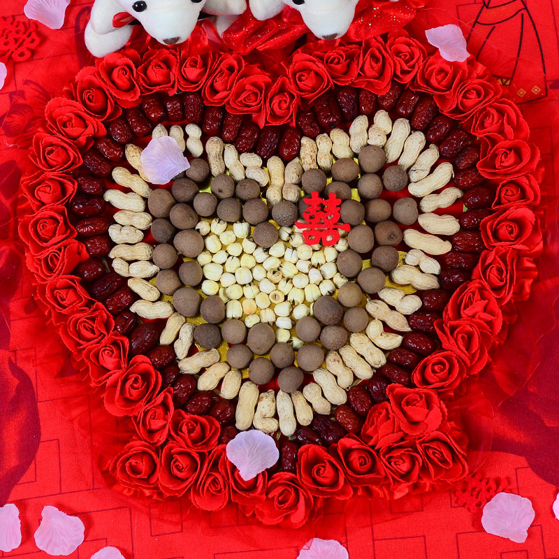 婚庆结婚用品早生贵子婚房布置装饰创意新房卧室婚床撒摆件压床喜