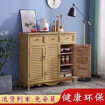 European-style shoe cabinet household door living room entrance cabinet solid wood large-capacity simple modern foyer cabinet household locker
