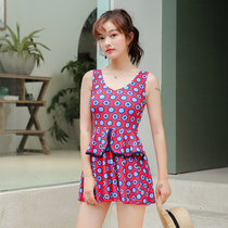 Swimsuit Womens conservative one-piece dress style Chater Cape South Korean students small breasts gathered spa ladies swimsuit