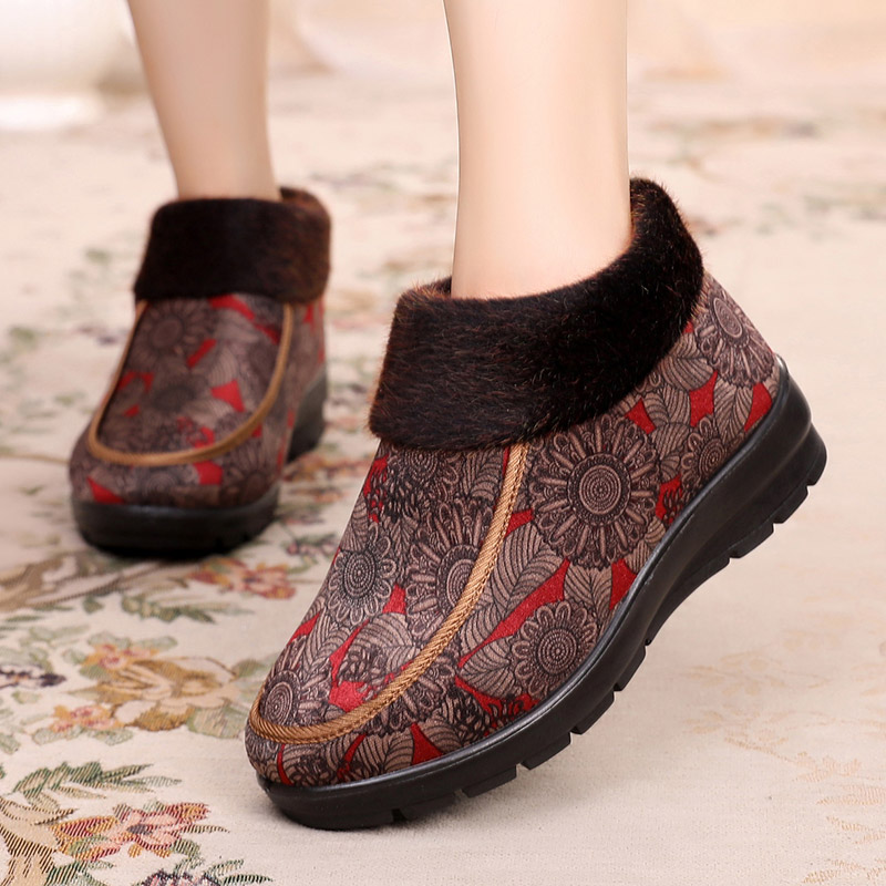 老年人棉鞋老北京布鞋中老人女冬款老人加绒鞋