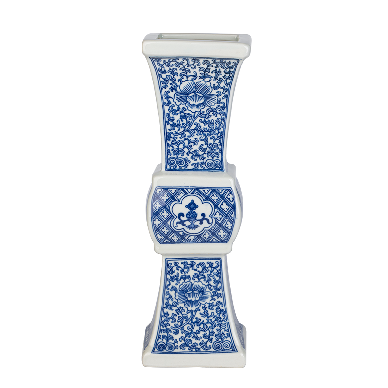 Antique blue and white porcelain vases, flower vase with flower arranging Chinese jingdezhen ceramics study adornment rich ancient frame furnishing articles
