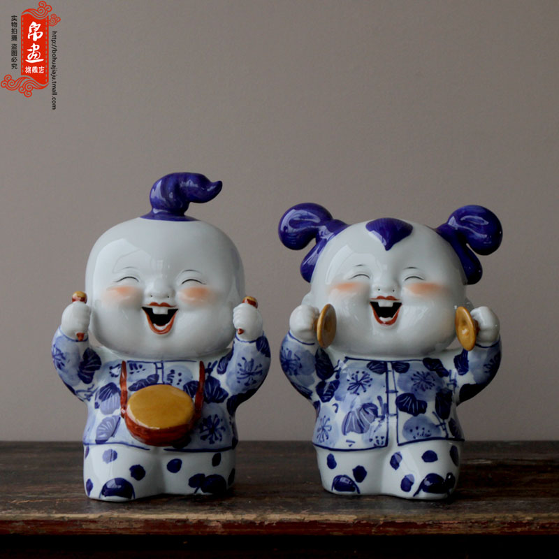 Jingdezhen blue and white classical character moral furnishing articles with joy festival decoration porcelain ceramic decoration