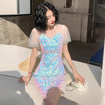 Sequin small evening dress banquet temperament celebrity fishtail slim French dress dress birthday dress dress female summer