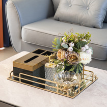 Light luxury metal tissue box modern simple living room leather paper box coffee table remote control napkin storage box