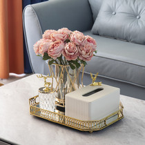 Living room tissue box light luxury Nordic coffee table storage paper box decorations Nordic leather napkin household drawing paper box