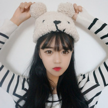 2020 autumn and winter New Korean handmade sweet cute Joker thick warm bear wool hat knitted cap