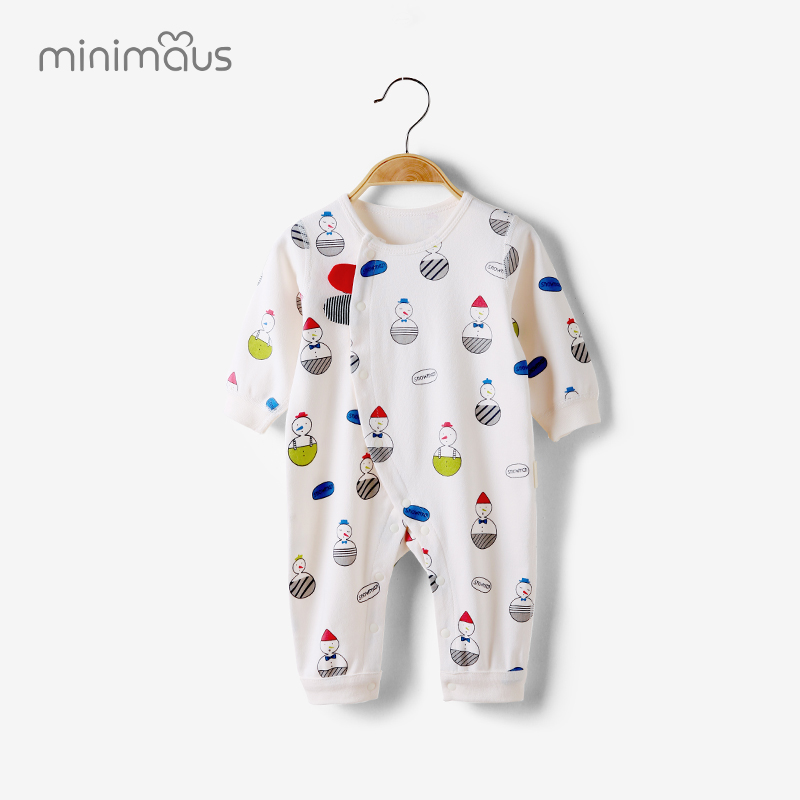 Baby jumpsuit slanted lapel newborn clothes autumn clothes cotton long-sleeved baby underwear boneless sewing baby clothes
