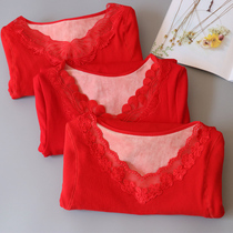 This years big red body shaping body thickened plus velvet autumn clothes female marriage base tight body warm inner clothes top