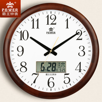 Bawang clock New Chinese wall clock living room home atmosphere solid wood mute quartz clock European style retro simple clock