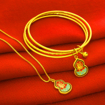 Official website old Fengxiang ancient method sand gold burned blue Vietnamese sand gold necklace womens set pendant does not fade 99