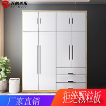 Bedroom wardrobe swing door modern simple hanging wardrobe solid wood household small apartment wardrobe 3 doors 4 door lockers