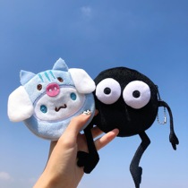Coal ball elf plush coin wallet Womens Small mini cute star Dew childrens earphone bag storage data cable bag