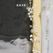 Huano custom light luxury high-end curtain straps Crystal pearl copper wire wear girl fairy curtain beads tied rope