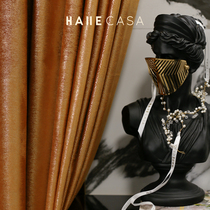 Postmodern light luxury Orange Klimt luxury sprinkled golden point Bedroom living room high-end texture villa custom curtains