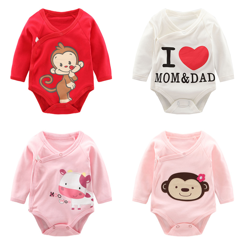 Baby autumn clothes female cute super cute long-sleeved male baby jumpsuit Spring and autumn triangle Ha clothes premature baby bag fart clothes