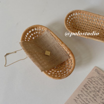 ins wind handcrafted vine choreography display Korean web the same desk stationery small containing basket shooting props swing pieces