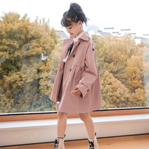Girls wind coat with long style blouses 2021 new Inn Wind Fat child jacket Korean version CUHK Tong 100 lap fit
