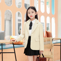 Girl Nets Red Ocean Gas Suit 2021 Spring Dress New Children Small Suit Jacket Jk Short Dress Academy Wind two sets