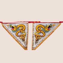 Tianlong embroidery silver onion cloth bottom handmade triangular floating dragon flag protruding tiger flag now unicorn open road flag one side dragon side character