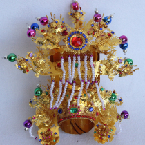 Religious Taoist Tianlong embroidery color bead alloy Mazu Niangniang hat protecting the sea goddess Mazu hat Buddha hat temple offering