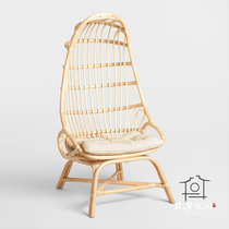Nordic ins rattan sofa single high back chair living room balcony lazy family rattan chair furniture homestay hotel