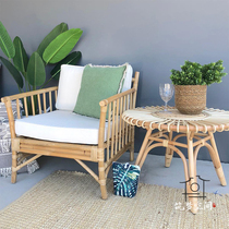 ins rattan furniture Southeast Asian sofa natural Real rattan chair three-person table and chair combination large Apartment Hotel